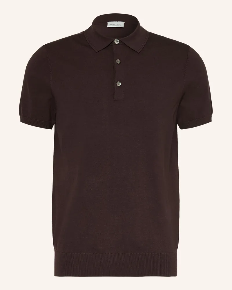Profuomo Jersey-Poloshirt Dunkelbraun