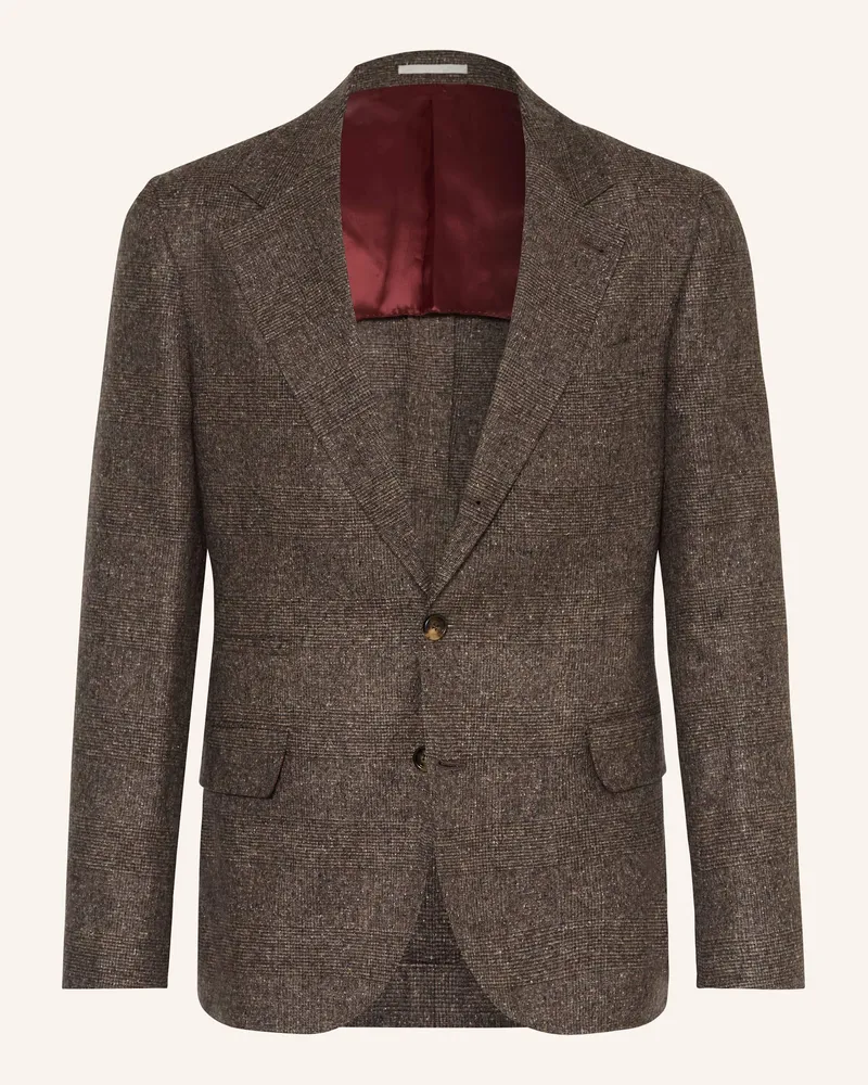 Brunello Cucinelli Flanellsakko Extra Slim Fit Mit Seide braun Taupe