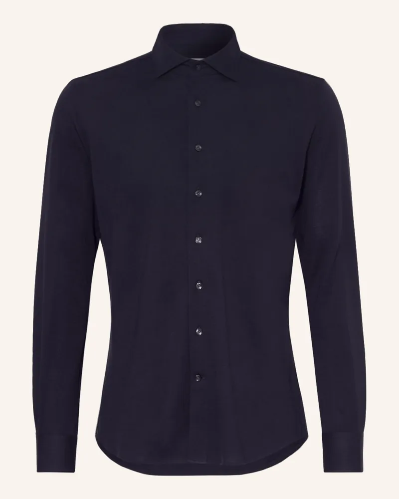 Profuomo Piqué-Hemd Slim Fit Dunkelblau
