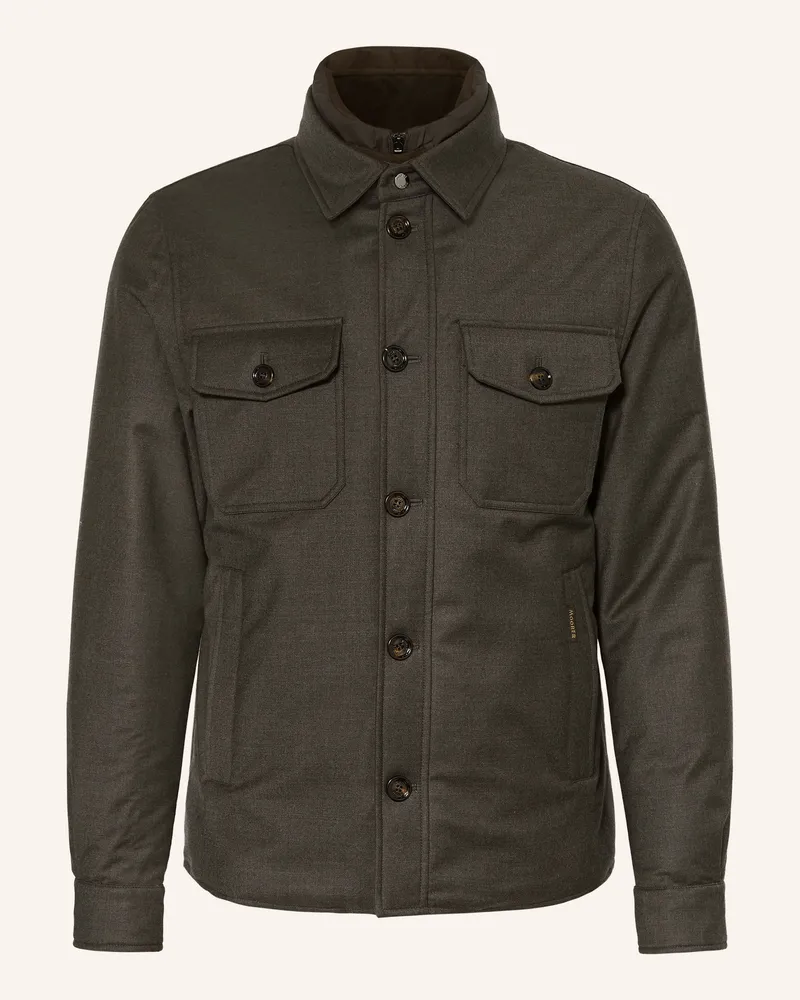MOORER Flanell-Overjacket Mit Herausnehmbarer Blende gruen Dunkelgrün