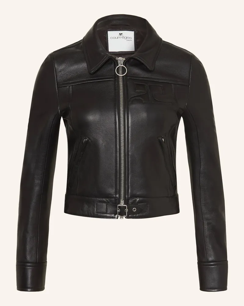 Courrèges Lederjacke Schwarz