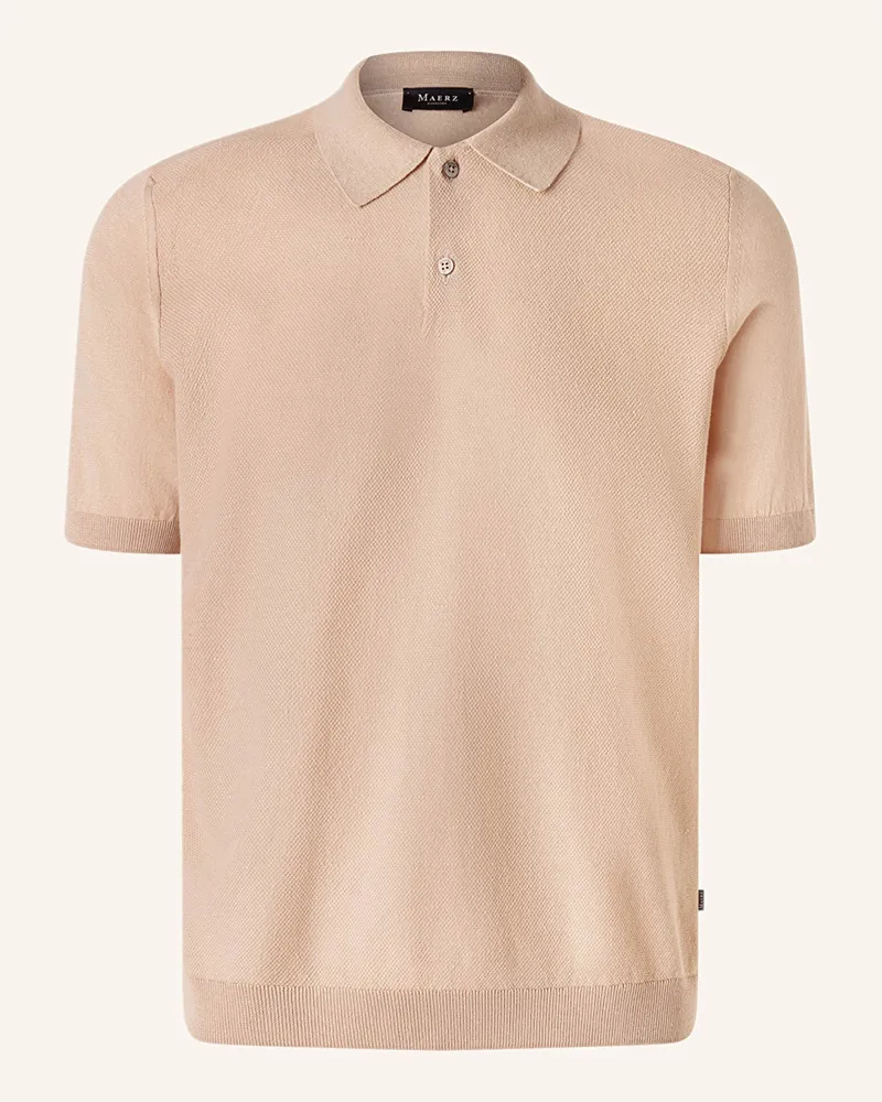 Maerz Piqué-Poloshirt mit Leinen Hellbraun