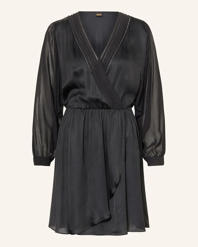 HUGO BOSS Kleid DENVONT in Wickeloptik Schwarz