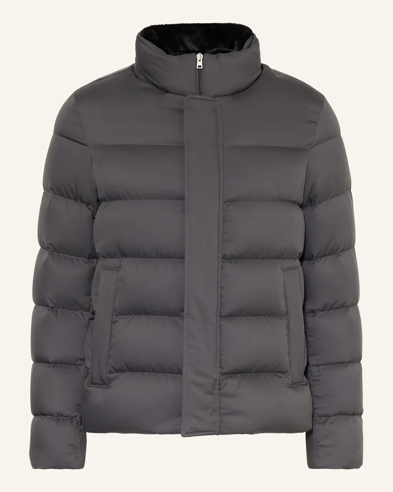 Herno Daunenjacke Mit Abnehmbarem Kunstfell grau Dunkelgrau