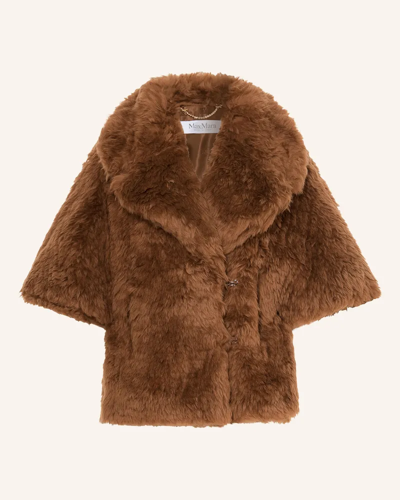 Max Mara Cape Accorta Aus Kunstfell Mit 3/4-Arm braun Braun