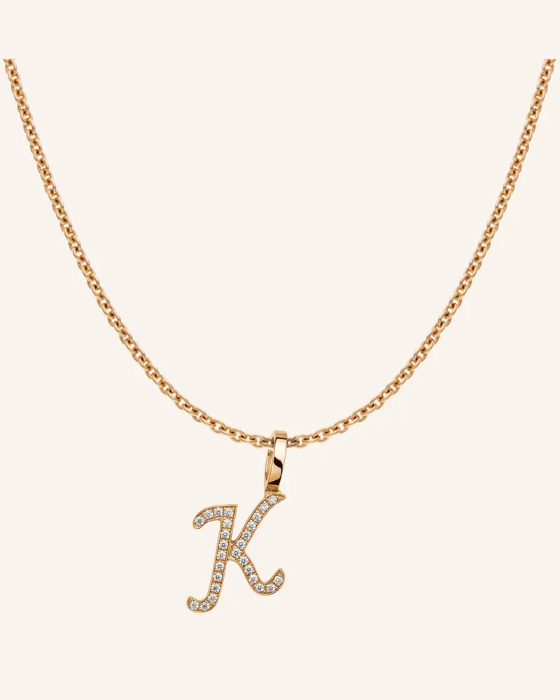 CADA Kette Tiny Diamond Letter K rosegold Roségold