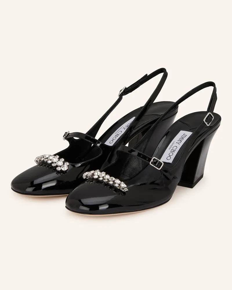 Jimmy Choo Slingpumps BELINDA mit Schmucksteinen Schwarz