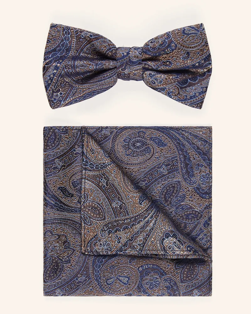 paul Set: Fliege und Einstecktuch Braun