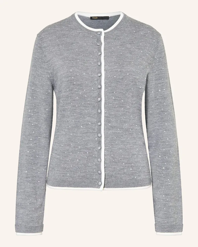 Maje Strickjacke mit Schmucksteinen Grau