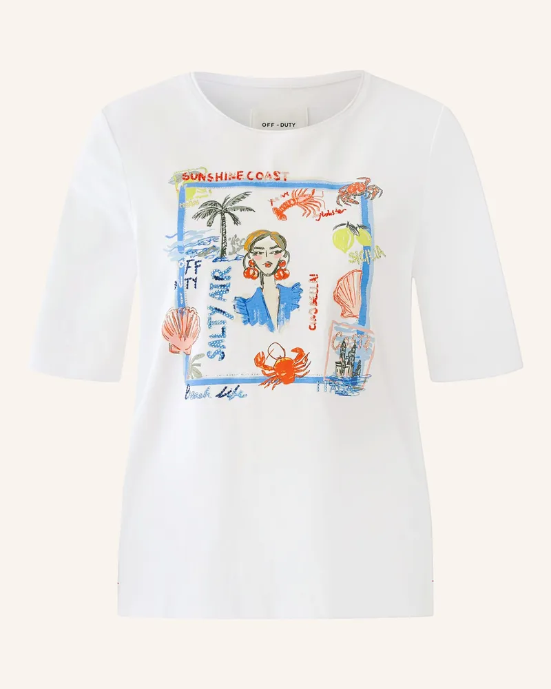 Oui  T-Shirt Mit Schmucksteinen weiss Weiss