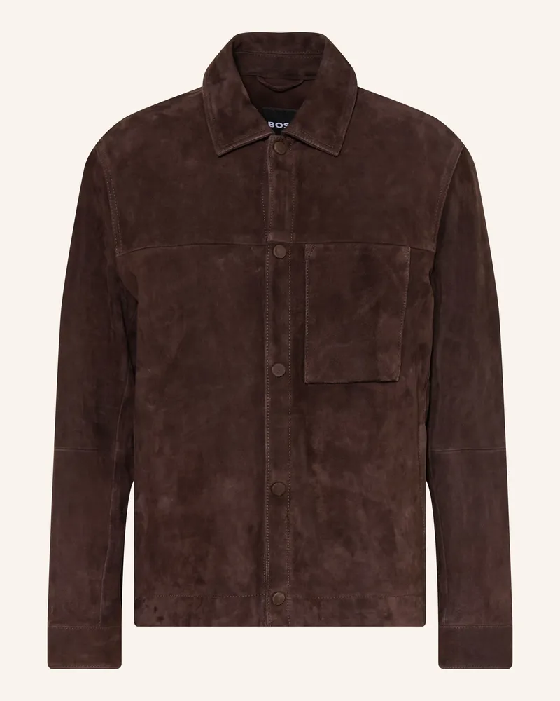 HUGO BOSS Leder-Overjacket Molot braun Dunkelbraun