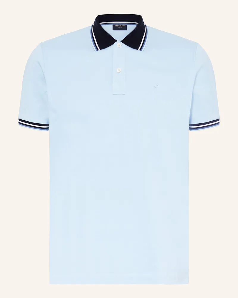 Olymp Piqué-Poloshirt Casual Fit blau Hellblau