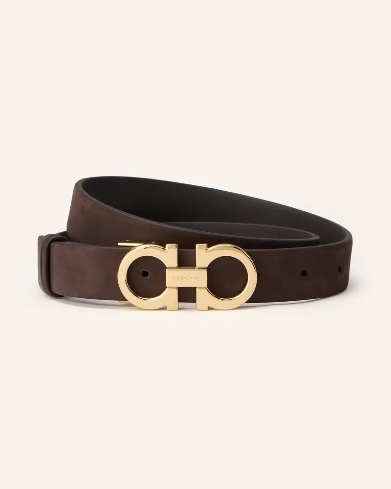 Ferragamo Ledergürtel zum Wenden Dunkelbraun