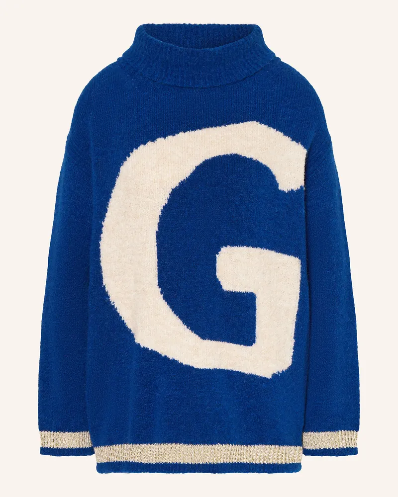 Grace Oversized-Pullover mit Alpaka und Glitzergarn Blau