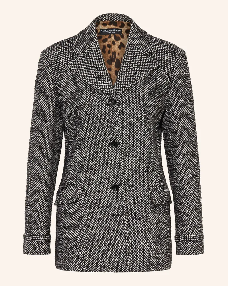 Dolce & Gabbana Bouclé-Jacke Schwarz