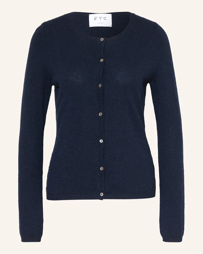 FTC Cashmere Strickjacke aus Cashmere Dunkelblau