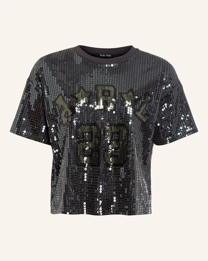 MARC AUREL T-Shirt mit Pailletten Schwarz