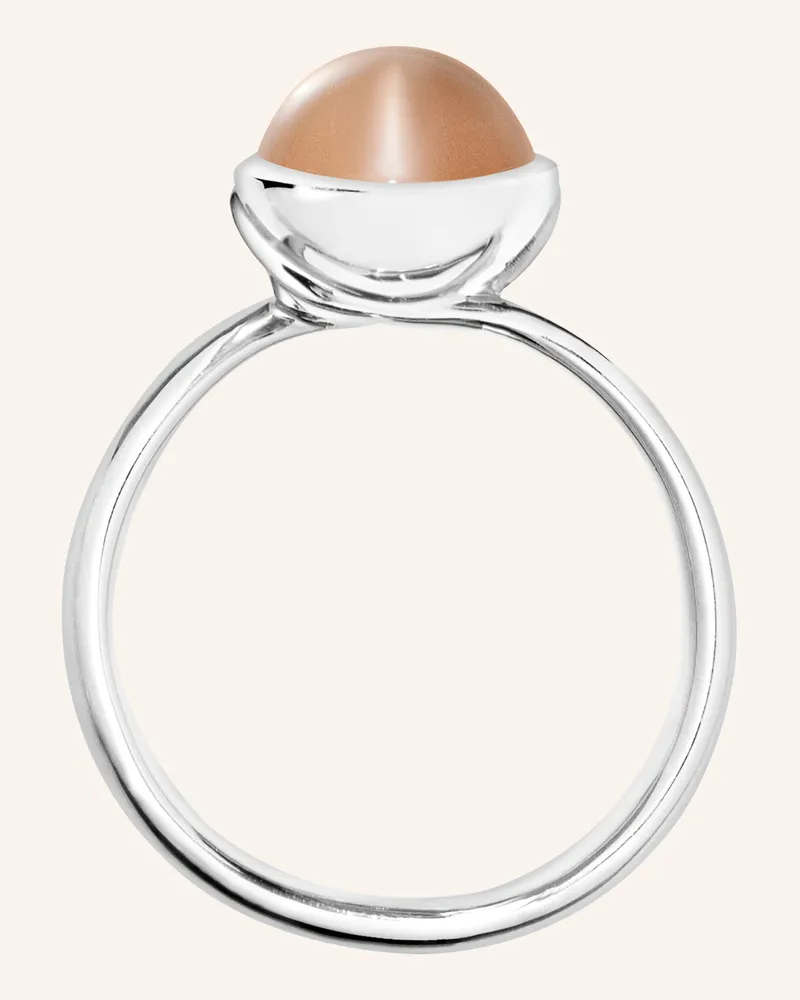 TAMARA COMOLLI Ring Ring Bouton Small Moonstone Brown Aus 18k Weißgold Mit Brauner Mondstein silber Weissgold