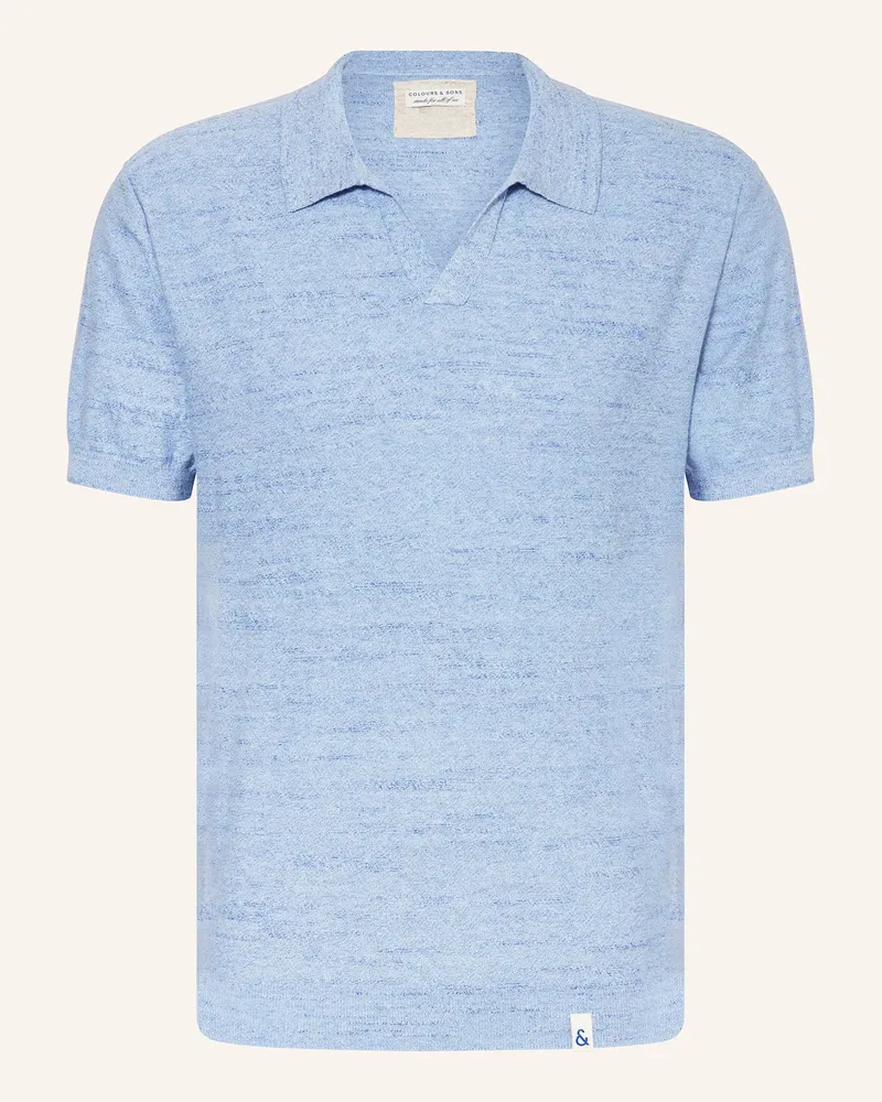 colours & sons Strick-Poloshirt Blau