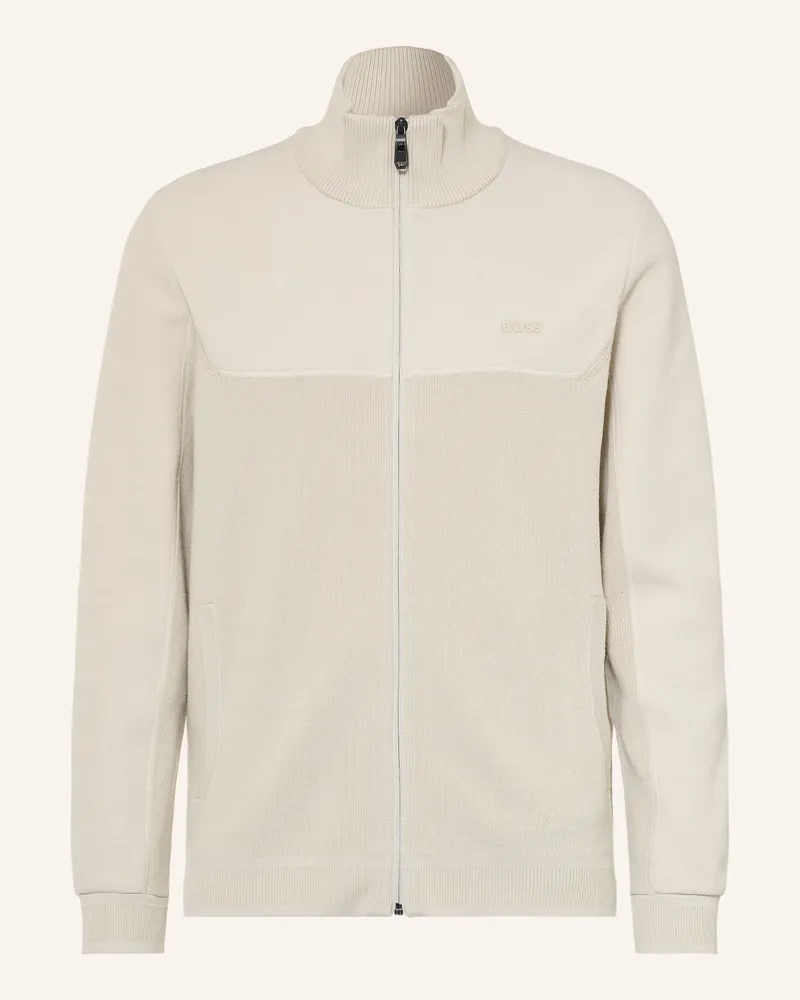 HUGO BOSS Strickjacke Im Materialmix beige Beige
