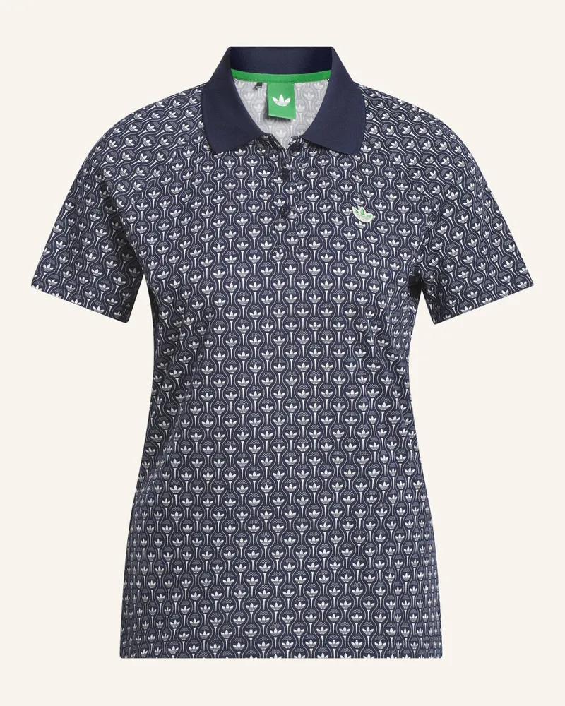 adidas Originals All Over Trefoil Poloshirt blau Weiss