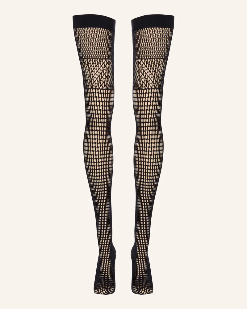 Wolford Halterloser Strumpf Mosaic Net Stay-Up schwarz Schwarz