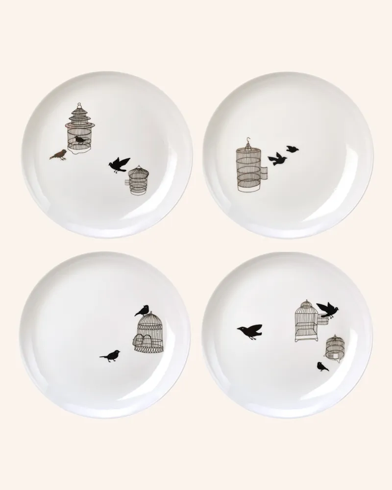 POLSPOTTEN 4er-Set Dessertteller FREEDOM BIRDS Creme