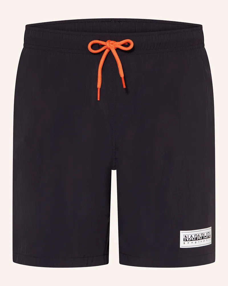 Napapijri Badeshorts Box Logo schwarz Schwarz