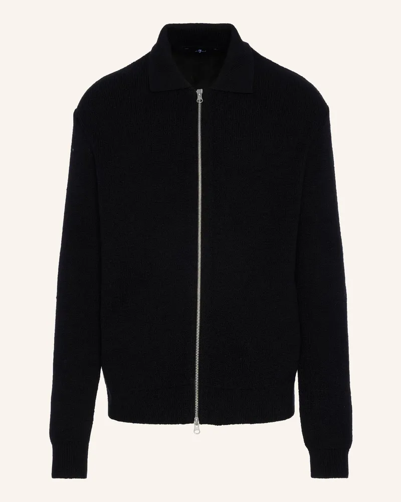 7 for all mankind Knitted Polo Zip Sweater schwarz Schwarz