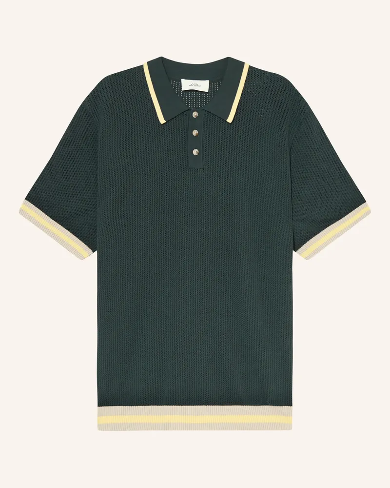 LES DEUX Strick-Poloshirt gruen Dunkelgrün