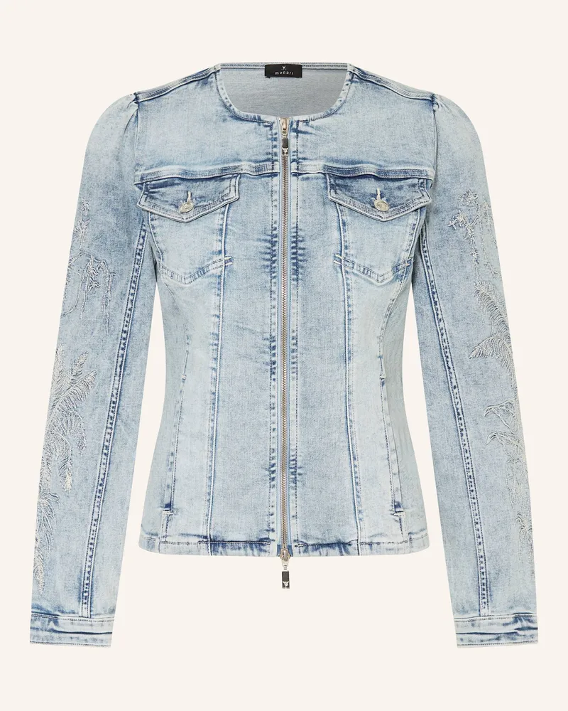 monari Jeansjacke mit Schmucksteinen Hellblau