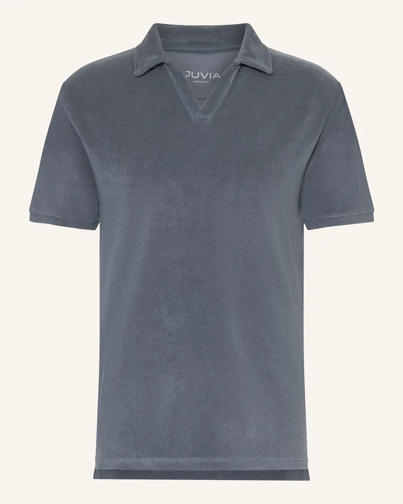 Juvia Frottee-Poloshirt blau Blaugrau