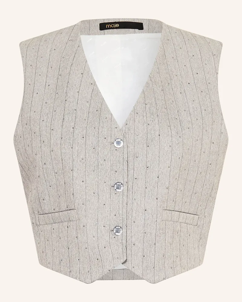 Maje Blazerweste mit Schmucksteinen Hellgrau