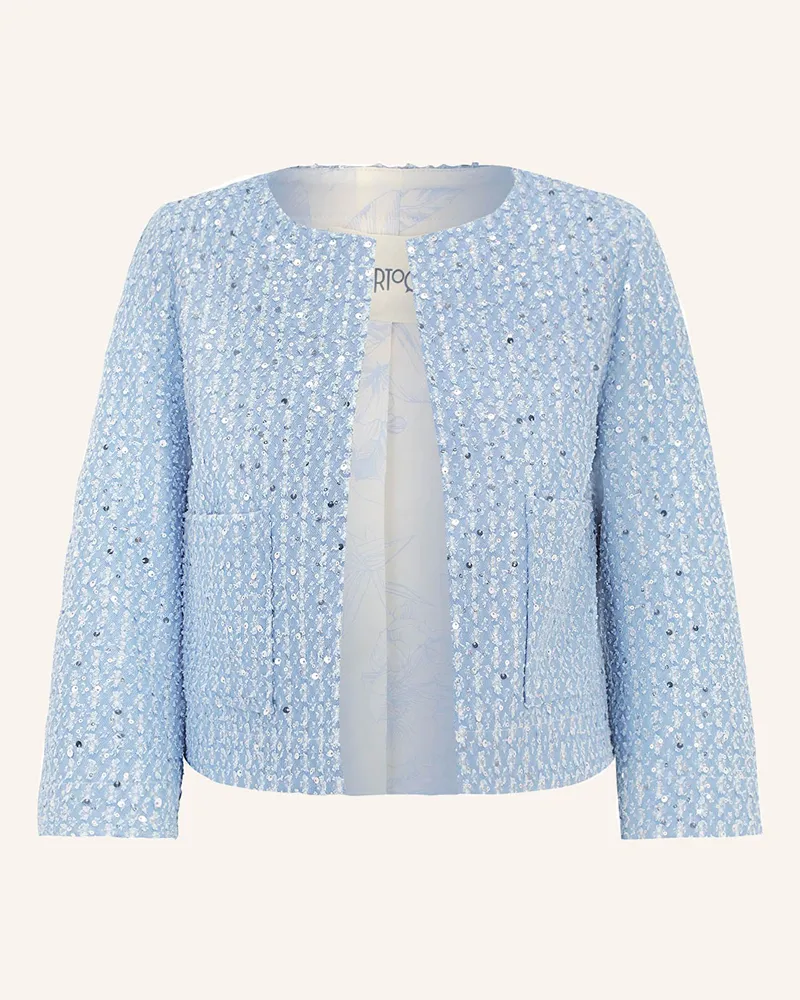 Cartoon Jacke mit Glitzergarn und Pailletten Hellblau