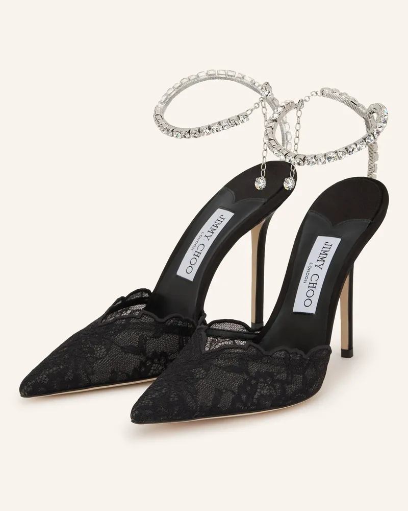 Jimmy Choo Slingpumps Saeda 100 Mit Schmucksteinen schwarz Schwarz
