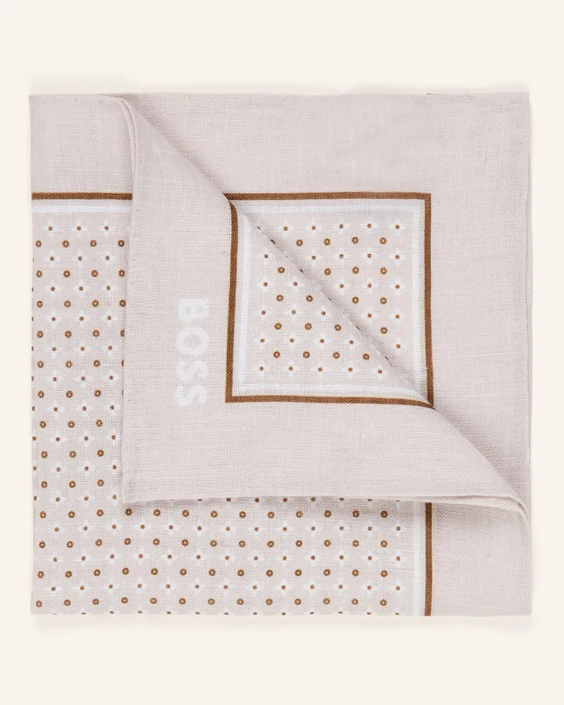 HUGO BOSS Einstecktuch C-Pocket Aus Leinen beige Hellgrau