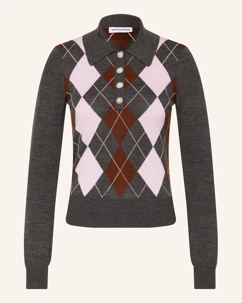 Self-Portrait Pullover Mit Schmucksteinen grau Dunkelgrau