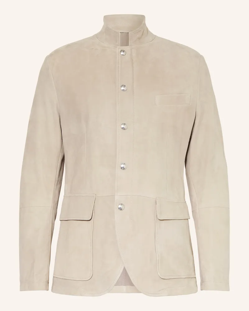 Eleventy Lederjacke gruen Beige