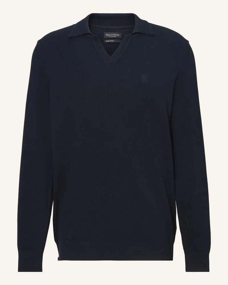 Marc O'Polo Strick-Poloshirt Dunkelblau