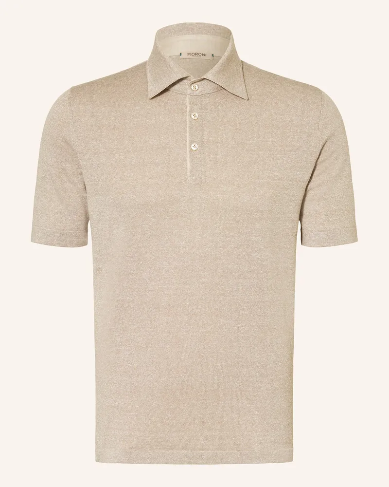 FIORONI Strick-Poloshirt Mit Leinen beige Beige