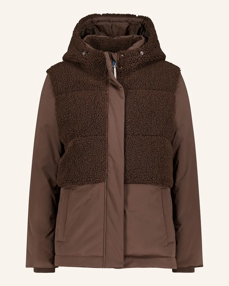 Cartoon Jacke Im Materialmix braun Dunkelbraun