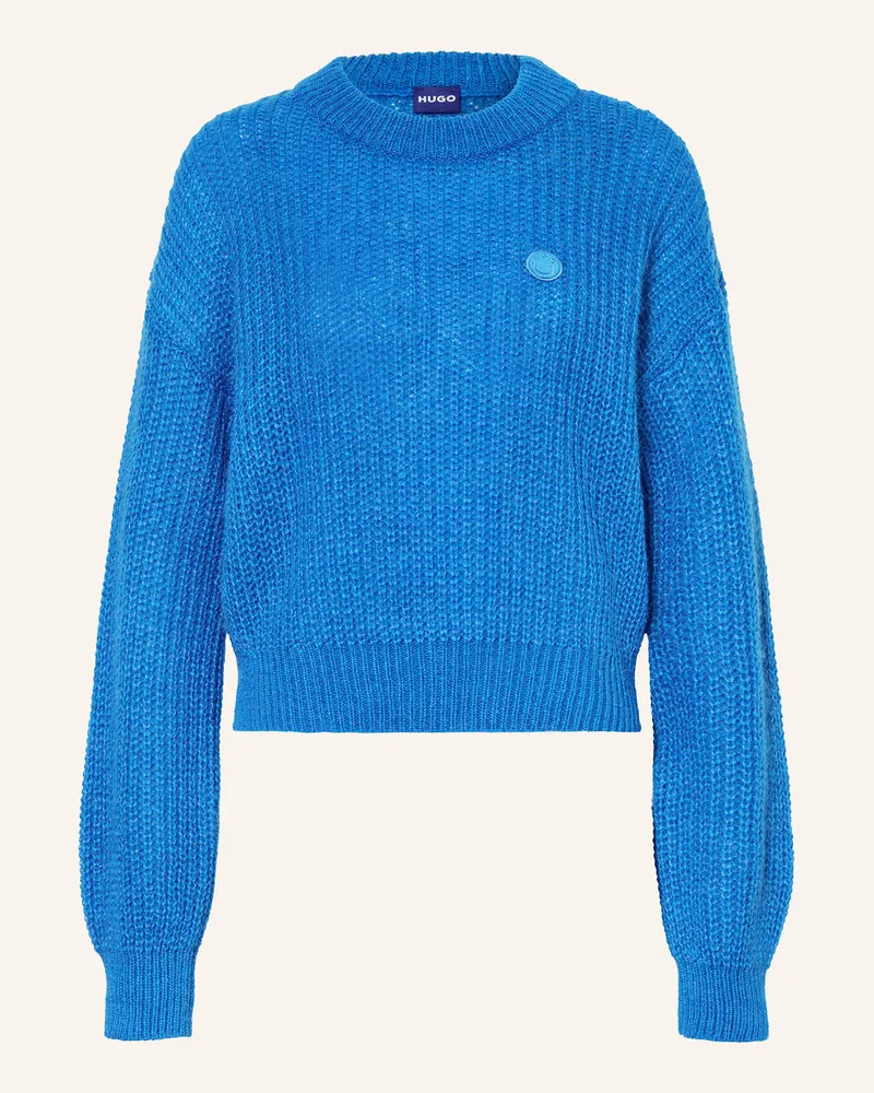 HUGO BOSS Pullover SLOGERYNNA mit Alpaka Blau