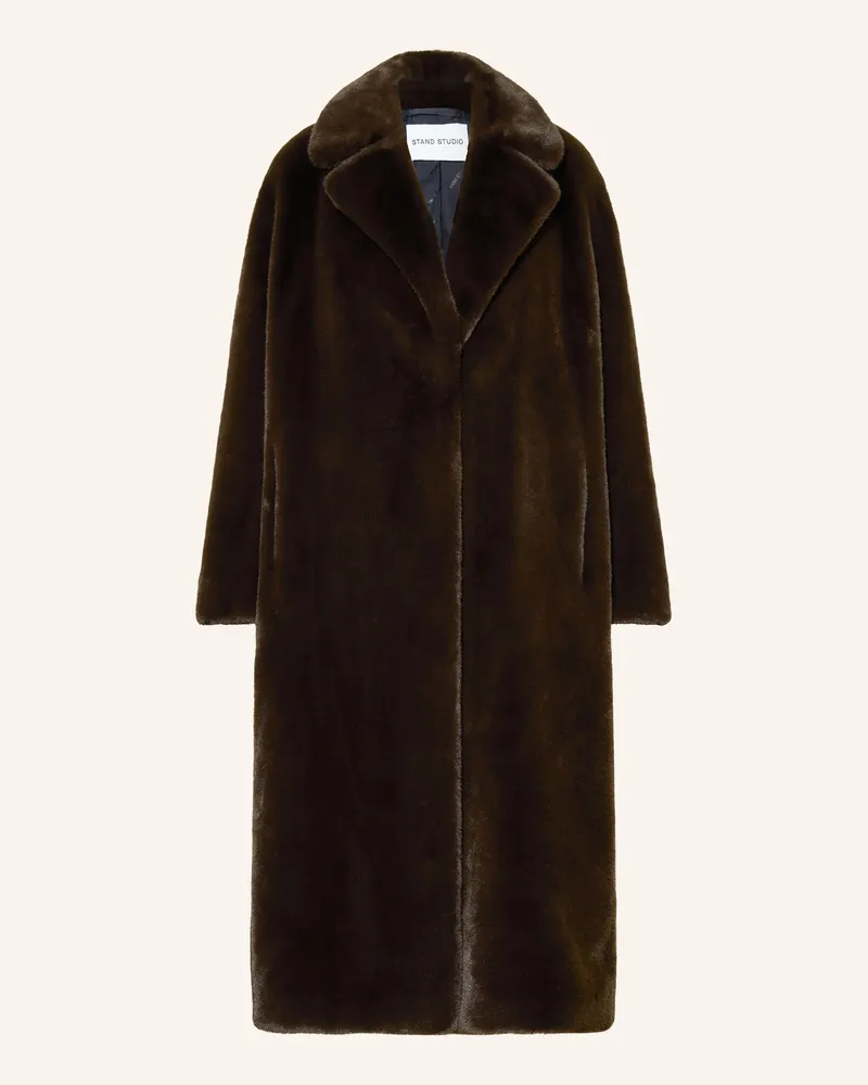 STAND Kunstfell-Mantel MIRA Dunkelbraun