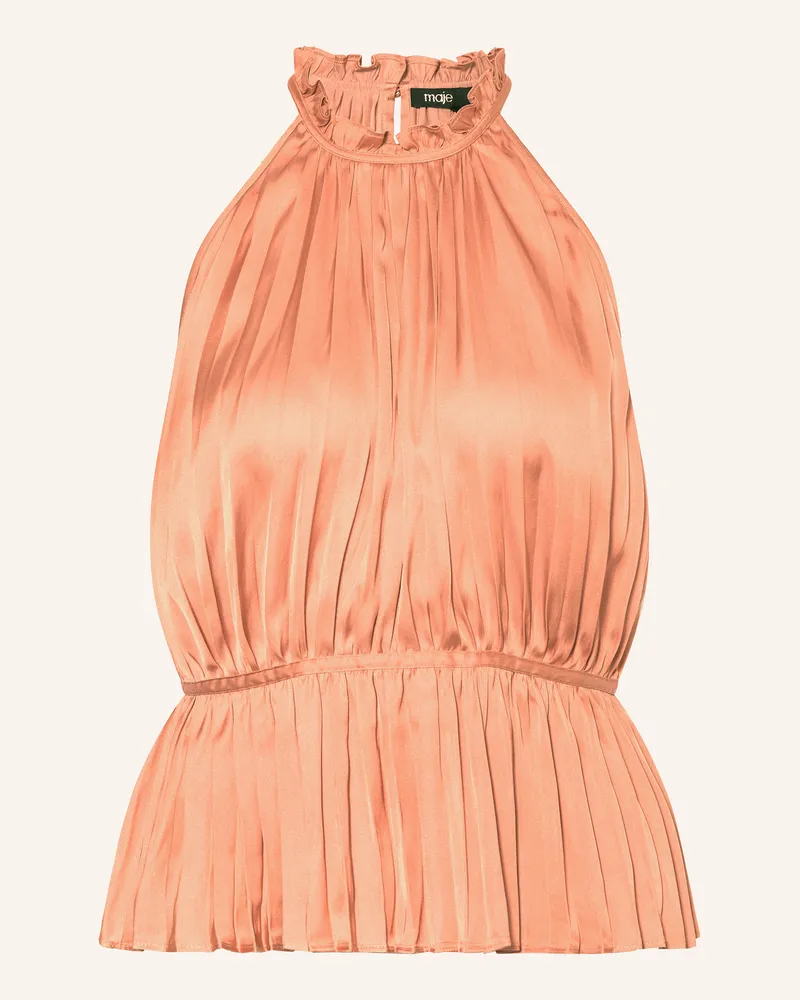Maje Plisseetop mit Cut-out Dunkelorange