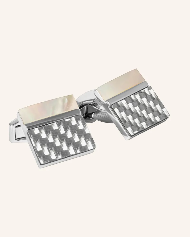 Tateossian Manschettenknöpfe Carbon-Mosaik weiss Weiss