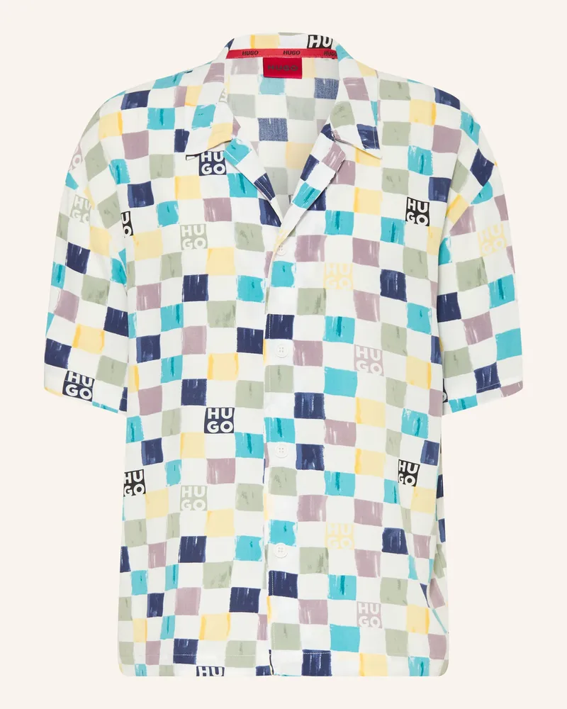 HUGO BOSS Resorthemd Relaxed Fit gruen Weiss