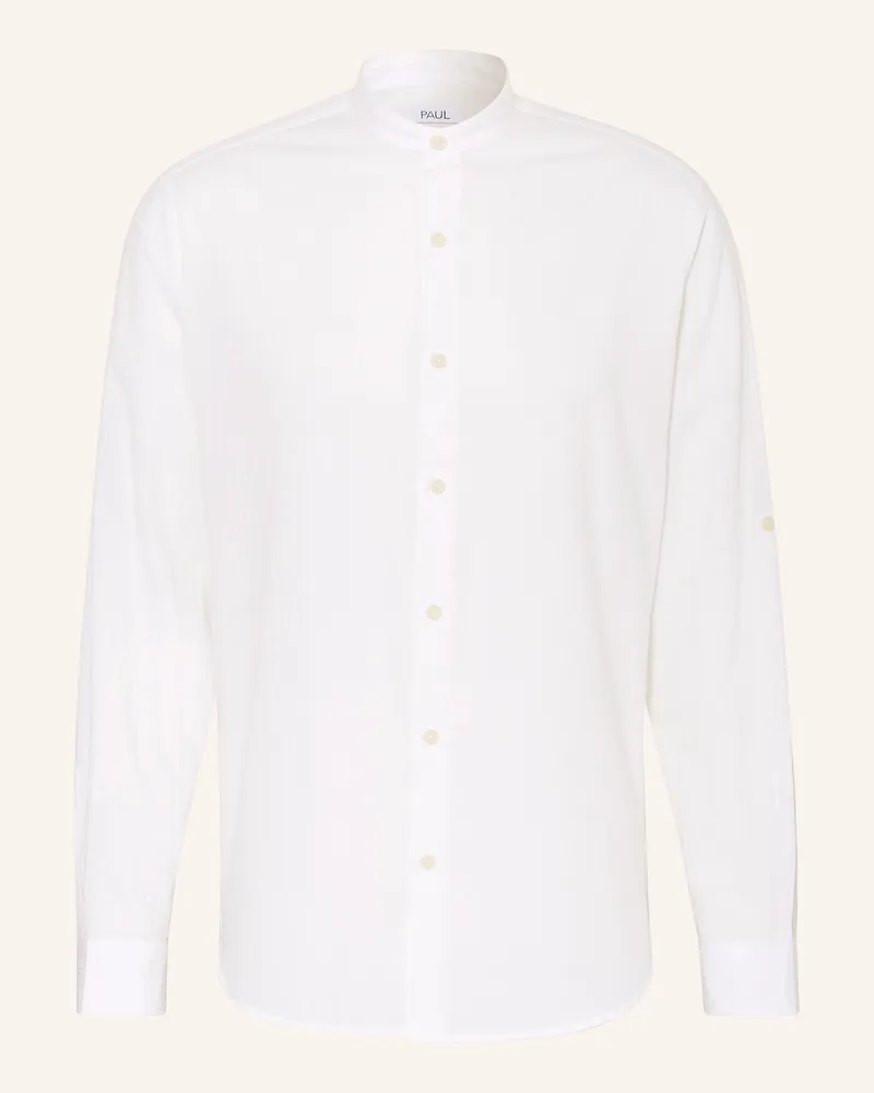 paul Hemd Slim Fit Mit Stehkragen weiss Weiss