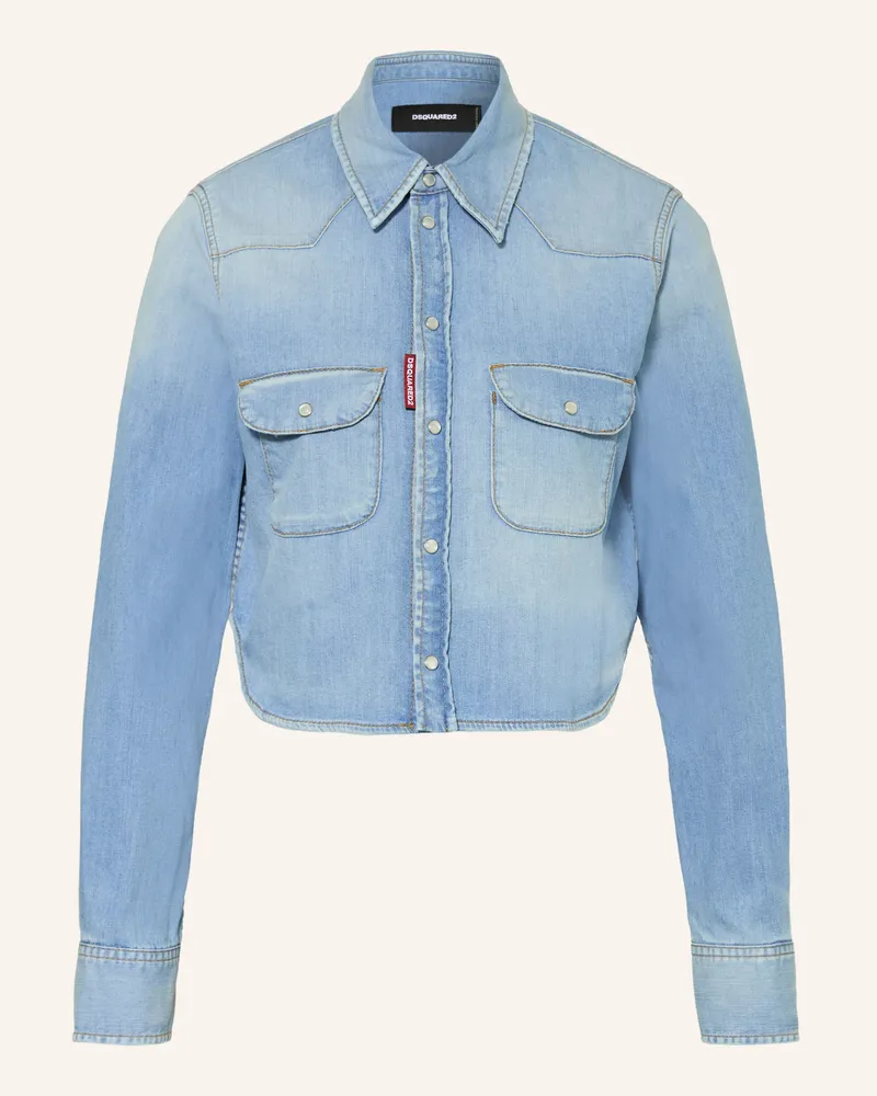 Dsquared2 Cropped-Jeansbluse blau Hellblau