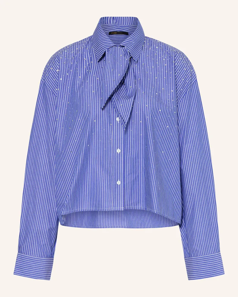 Maje Hemdbluse mit abnehmbarer Schluppe und Schmucksteinen Blau