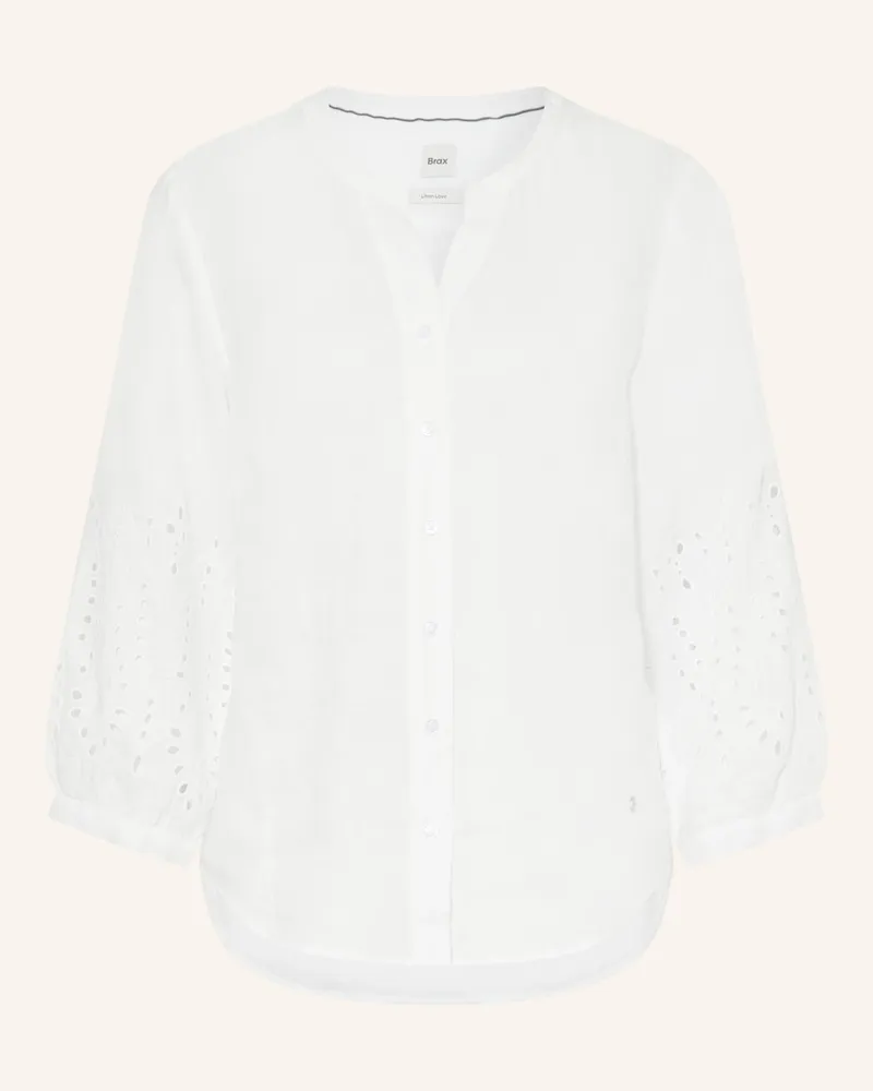 Brax Leinenbluse VELIA mit Lochspitze Weiss